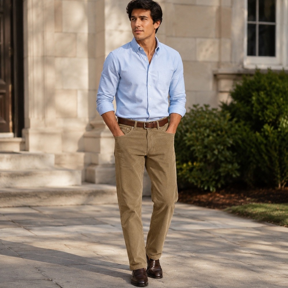 Cremieux Classico Mens Tan Corduroy Pants 36x29 Khaki Cotton Straight Leg